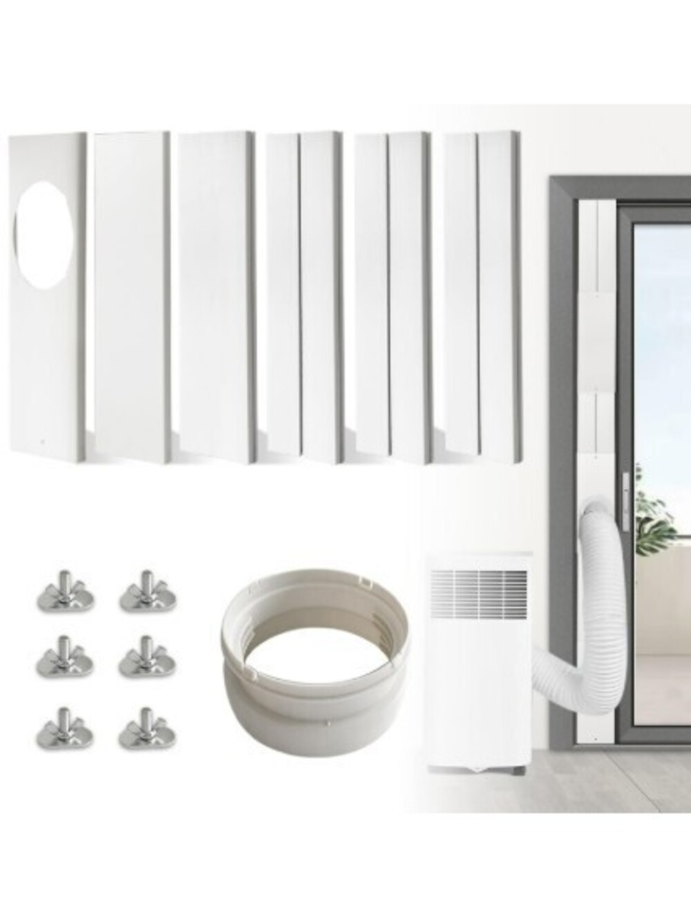 JEACENT Portable AC Sliding Door Vent Kit 5.1- 5.9" Hose – Adjustable 16.5"–90"